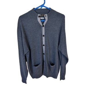 Patrick James Reserve Mens Merino Wool Cardigan Gray Large Button UP Soft